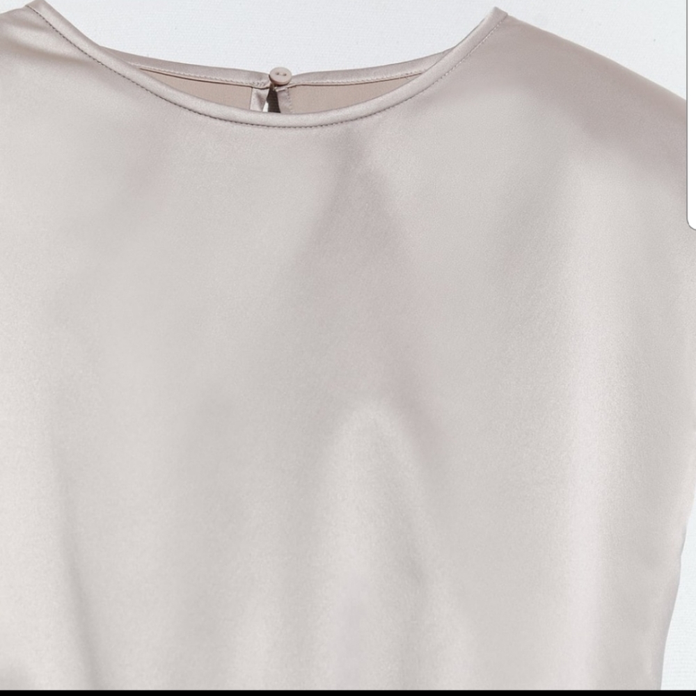 ZARA Satin Effect Shoulder Pad Top Sz S - Picture 4 of 4